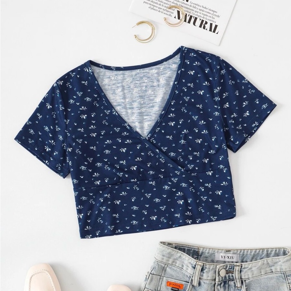 Ditsy Floral V-Neck Crop Top